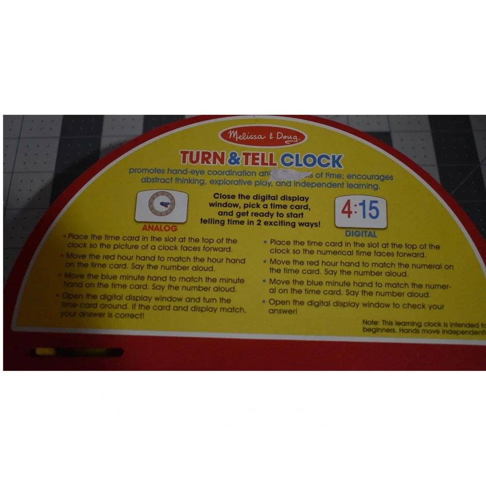Melissa & Doug Turn & Tell Wooden Educational Learning Clock Toy 4284 Classic
